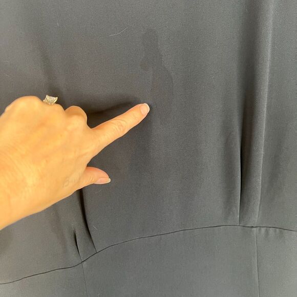 La‎ Fayette 148 New York Marion Sheath Dress Sz 14 Navy Crepe Cap Sleeves Career - Picture 5 of 10